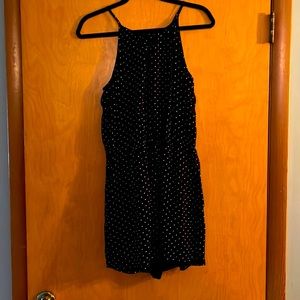 Old Navy Black with White Polka Dots Shorts Romper, Size M